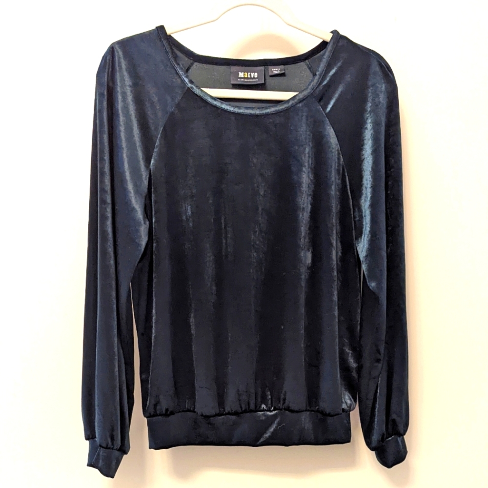 Anthropologie Maeve Dark Green Velvet Sweatshirt